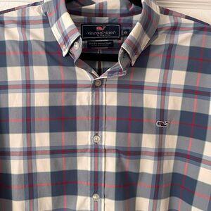 Vineyard Vines Blue Tech Style Plaid Men's Shirt